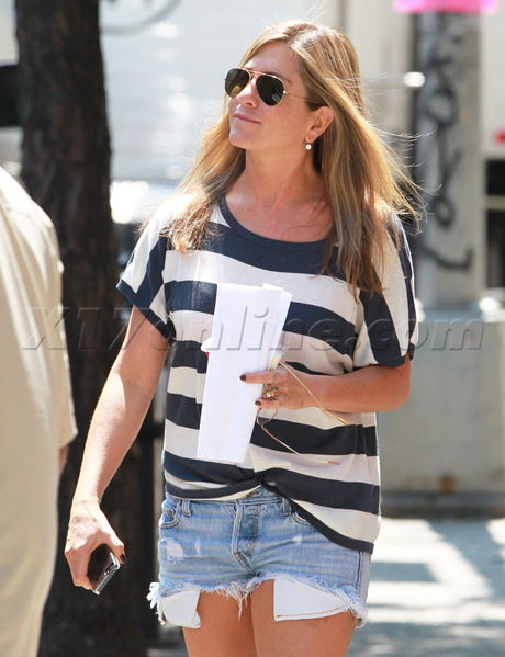 Jennifer Aniston legs short shorts sunglasses script squirrels to the nuts sexy hot 