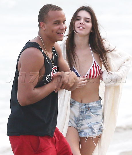 Kendall Jenner bikini beach red and white july 4th volleyball boyfriend 