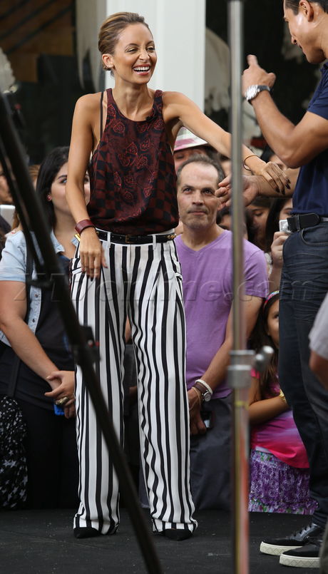 Nicole Richie  the grove extra stripes pants tank 