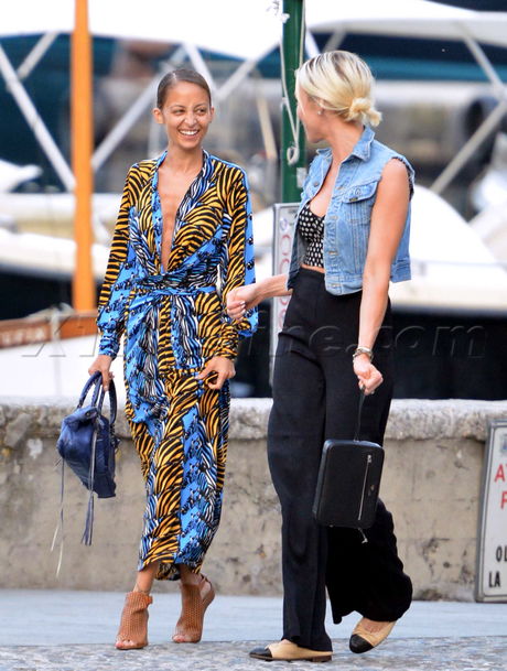 Magic Johnson Joel Madden Nicole Richie dress smile portofino dinner hat
