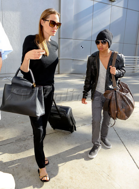 sunglasses lax airport Angelina Jolie sweater 