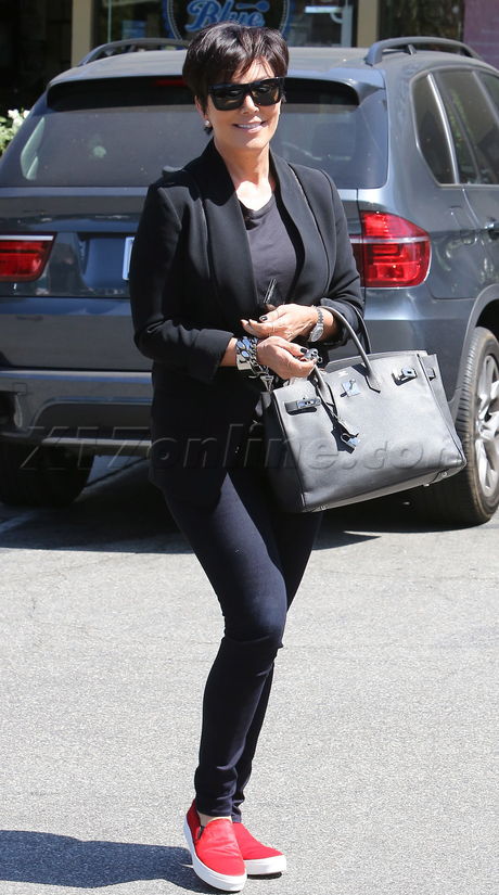 Kris Jenner kardashian blazer sneakers birkin