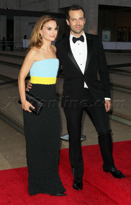 Natalie Portman Benjamin Millepied New York City Ballet 2013 Fall Gala blaack tie gown