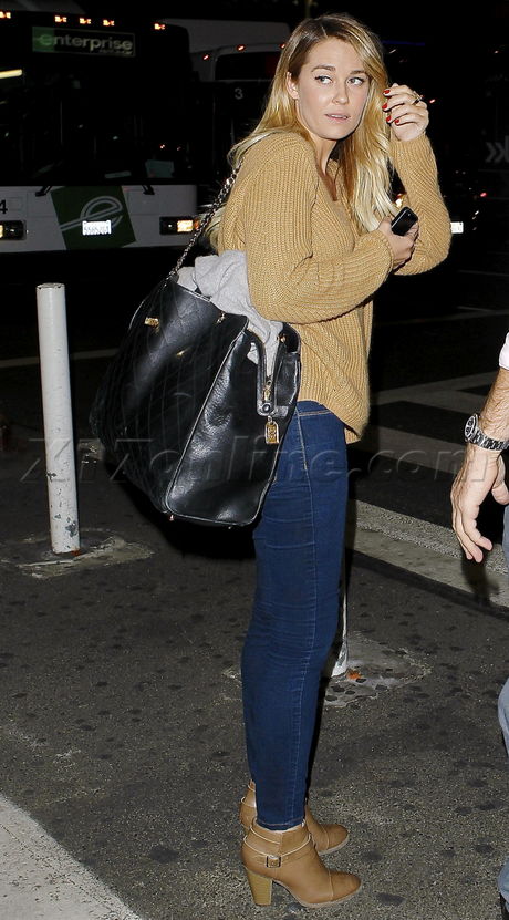 Lauren Conrad the hills reality tv airport lax denim boots fashion 