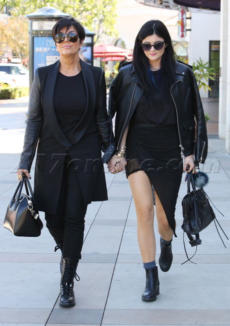 Kylie Jenner Kris Jenner Calabasas sunglasses legs jacket purse mall reality tv kanye west kim kardashian 