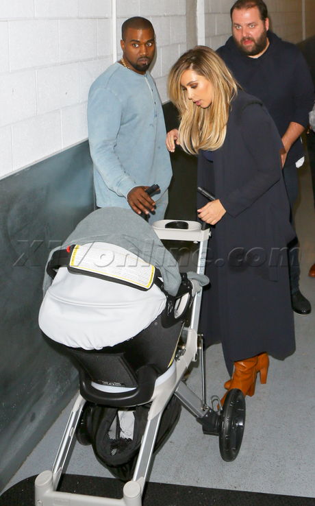 reality tv Kanye West  kim kardashian Jimmy Kimmel Live brown boots stroller nori north west 