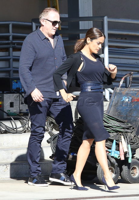 set filming How to Make Love Like an Englishman  Salma Hayek bra heels Franois-Henri Pinault  