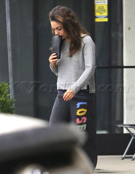 Ashton Kutcher, Mila Kunis casual hoodie track pants 