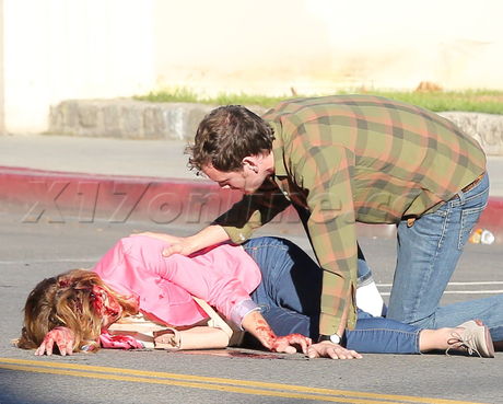 Ashley Greene burrying the ex make up filming set movie blood Anton Yelchin