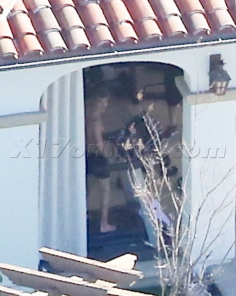 aerials mansion pool  Justin Bieber scandal no shirt work out underwear 