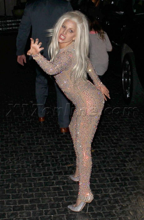 Lady Gaga American Music Awards after party west hollywood unitard blonde singer party hollywood chateau marmont 