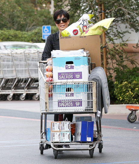 Kris Jenner groceries sunglasses stripes boots large groceries reality kardashian 