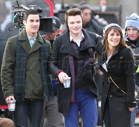 New York Lea Michele, Kevin McHale Glee Chris Colfer Chord Overstreet Darren Criss