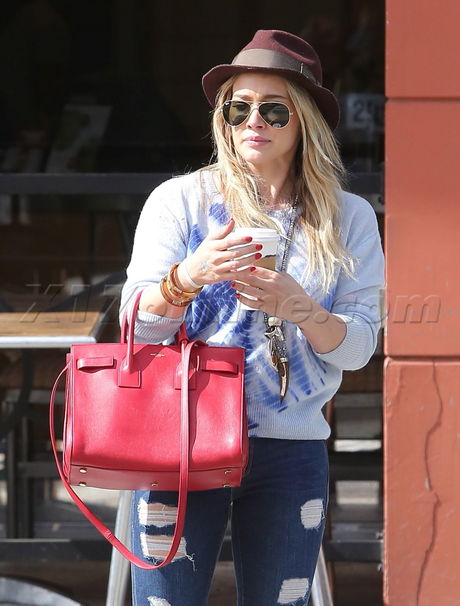 Hilary Duff Beverly Hills denim torn denim distressed denim hat shades sunglasses blonde singer
