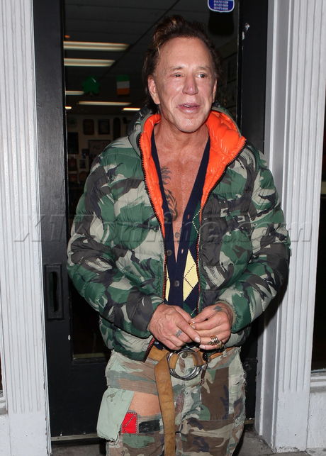 Mickey Rourke camo tattoo 