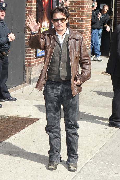 Johnny Depp leather late show david letterman nyc 