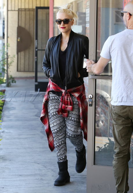 blonde Gwen Stefani plaid leather singer gavin rossdale sunglasses no doubt 