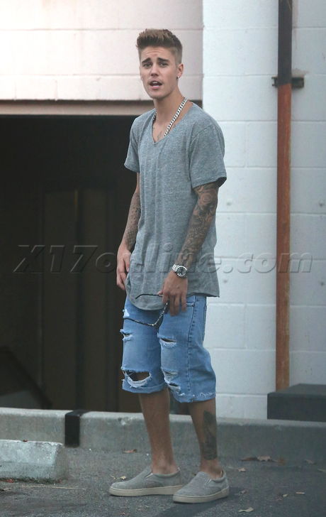 Justin Bieber studio recording tattoo denim 