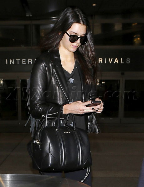 Kendall Jenner LAX black leather sunglasses combat boots