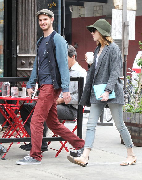 Emma Stone Andrew Garfield spiderman spider-man couple coffee new york city nyc