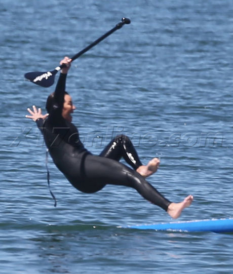 Kris Jenner reality tv fall bruce jenner malibu ocean filming wet suit 