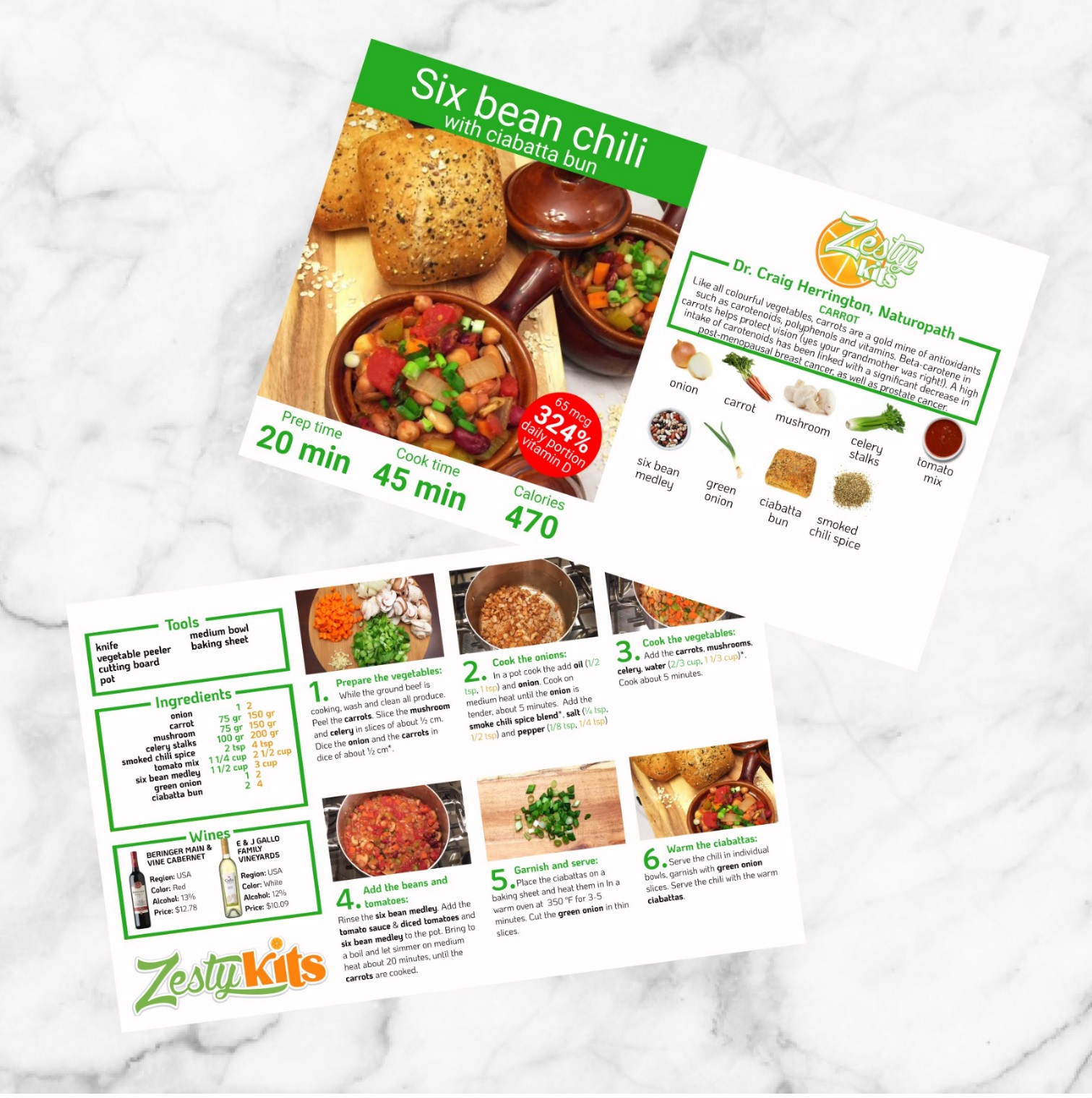 3 printed recipe cards ZestyKits Regina Meal Kits, Recipes and Meal